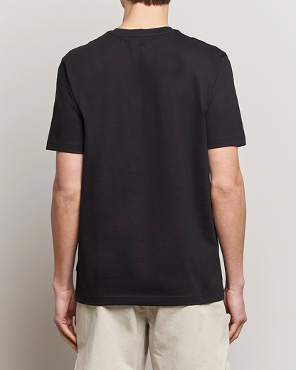HUGO Cotton T-Shirt with Central Logo and Contrast Blue Accent