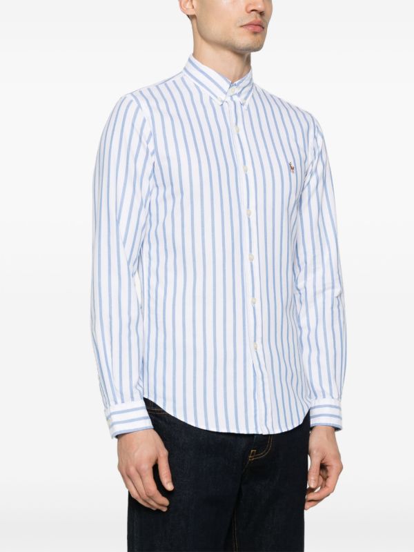 Polo Ralph Lauren Premium Cotton Striped Oxford Shirt with Buttoned Collar