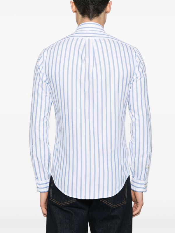 Polo Ralph Lauren Premium Cotton Striped Oxford Shirt with Buttoned Collar