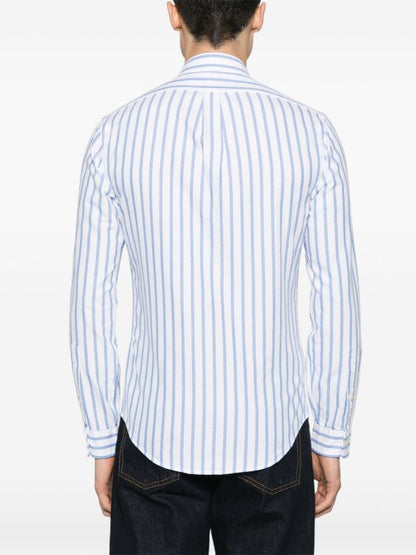 Polo Ralph Lauren Premium Cotton Striped Oxford Shirt with Buttoned Collar
