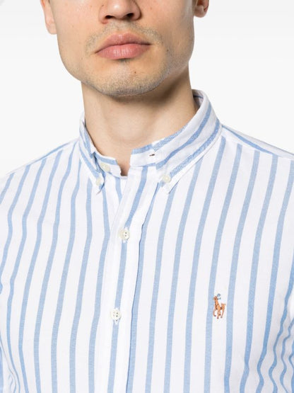 Polo Ralph Lauren Premium Cotton Striped Oxford Shirt with Buttoned Collar