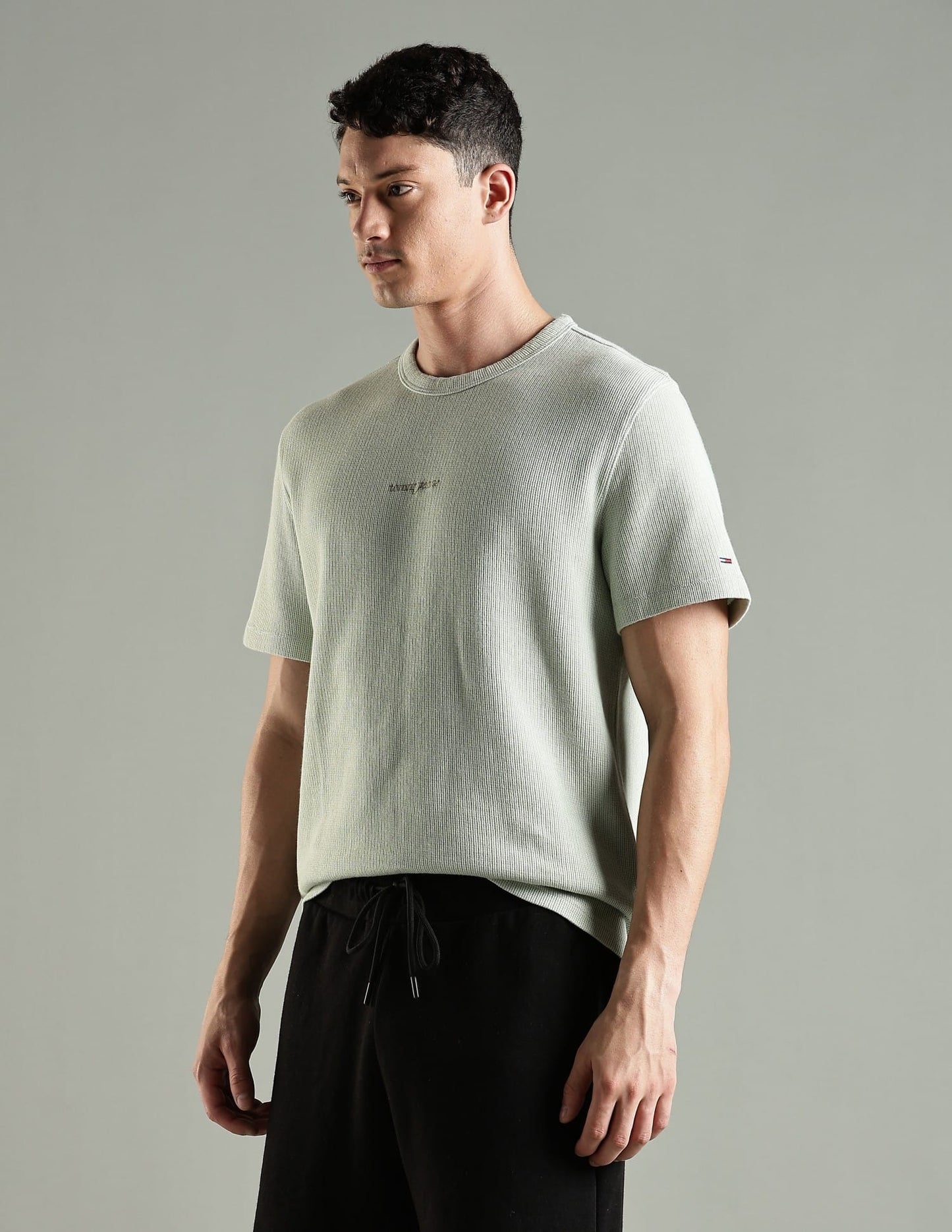 Tommy Jeans Waffle Knit Embroidered Logo T-Shirt
