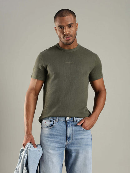 Tommy Jeans Waffle Knit Embroidered Logo T-Shirt