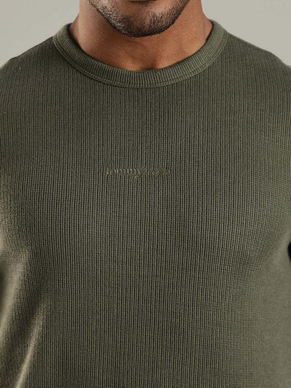 Tommy Jeans Waffle Knit Embroidered Logo T-Shirt