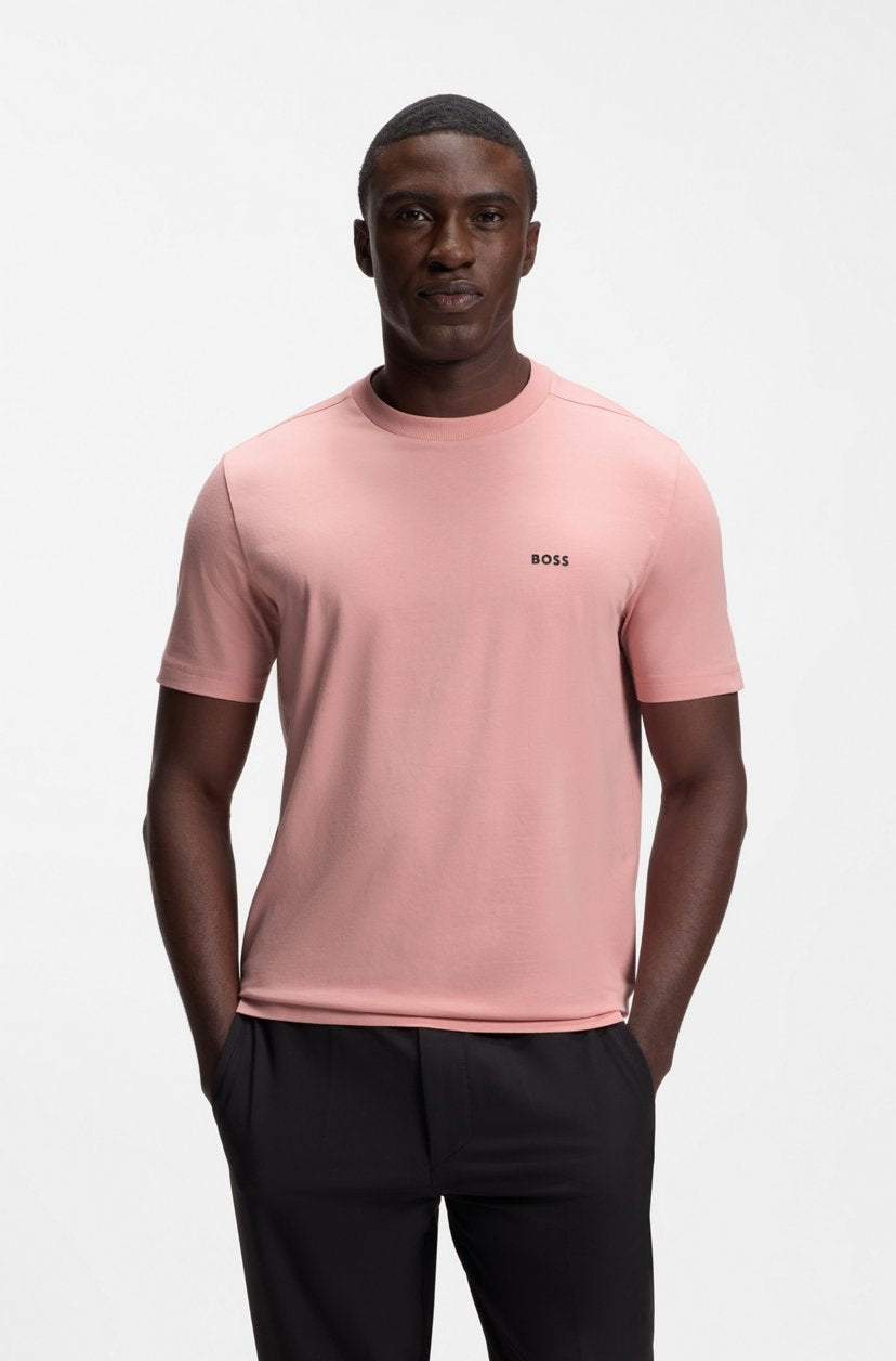 BOSS Stretch Cotton T-Shirt with Small Side-Center Logo