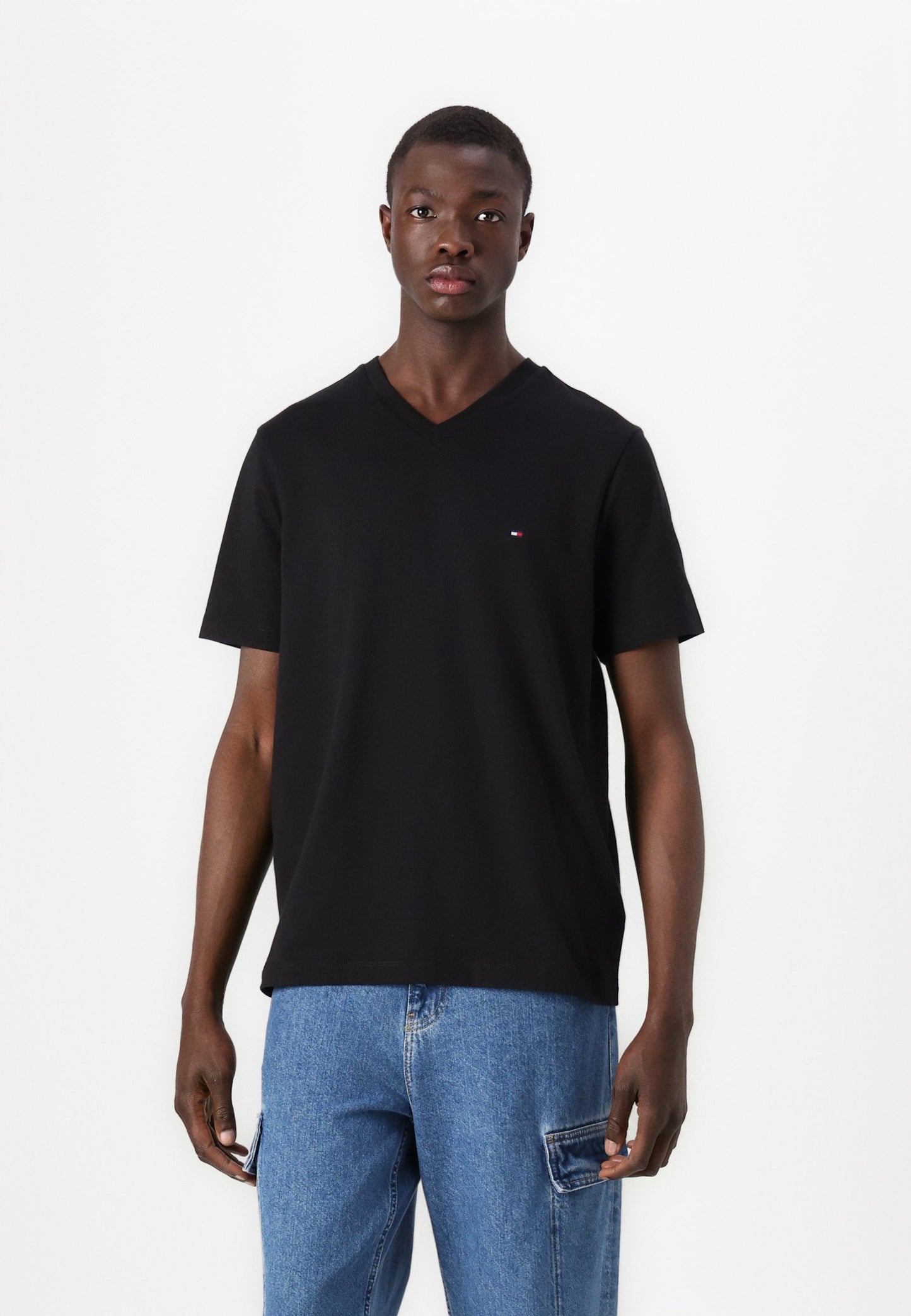 Tommy Hilfiger Men's V-Neck T-Shirt with Flag Logo