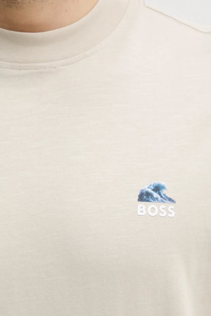 BOSS Cotton T-Shirt with Framed Forest and Cityscape Graphic