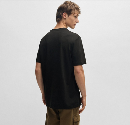 BOSS Cotton T-Shirt with Circular Mountain Landscape Graphic