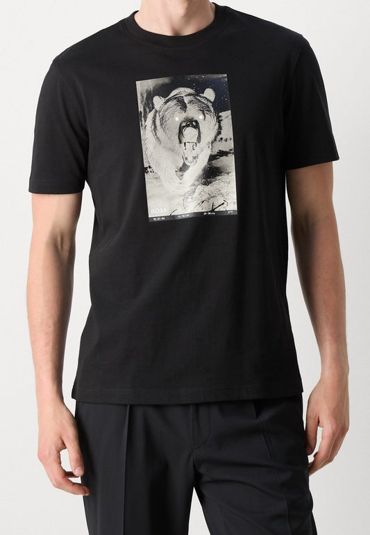 BOSS Cotton T-Shirt with Vintage Event Ticket Graphic Print