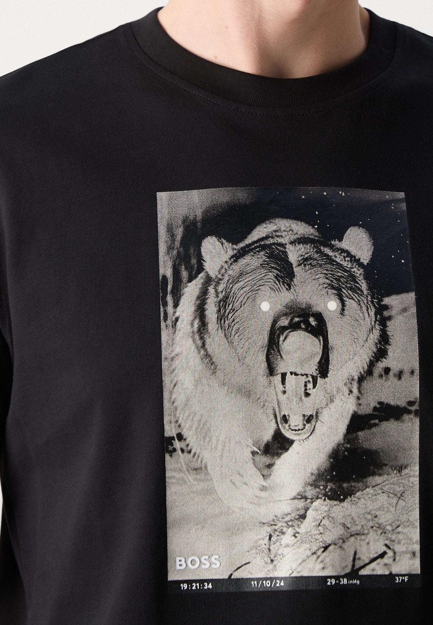 BOSS Cotton T-Shirt with Vintage Event Ticket Graphic Print