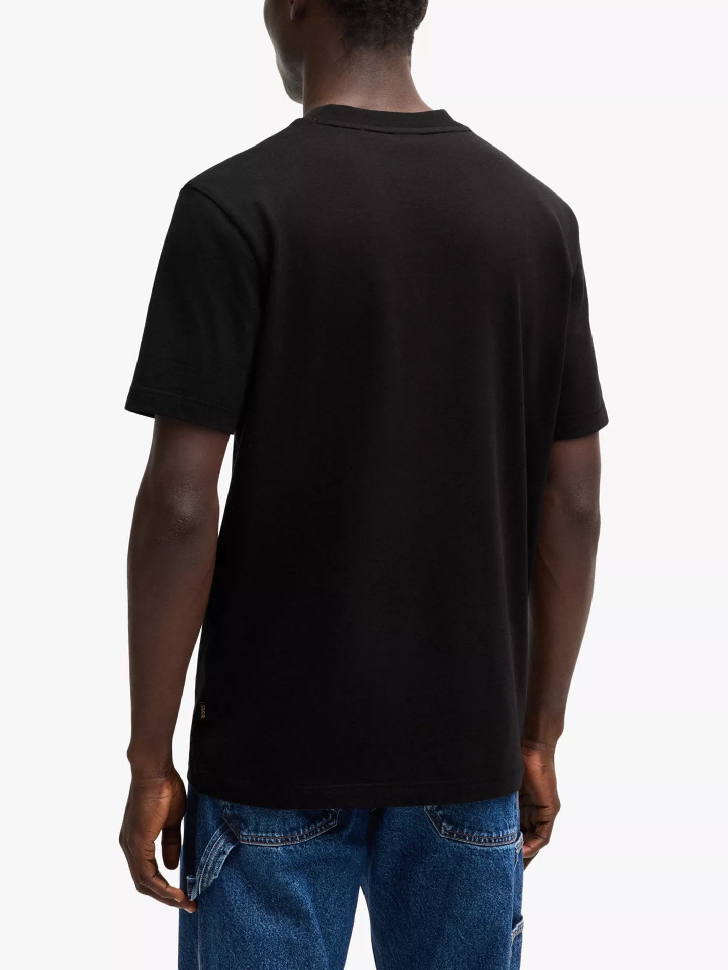 BOSS Cotton T-Shirt with Large Linear Graphic Logo Print