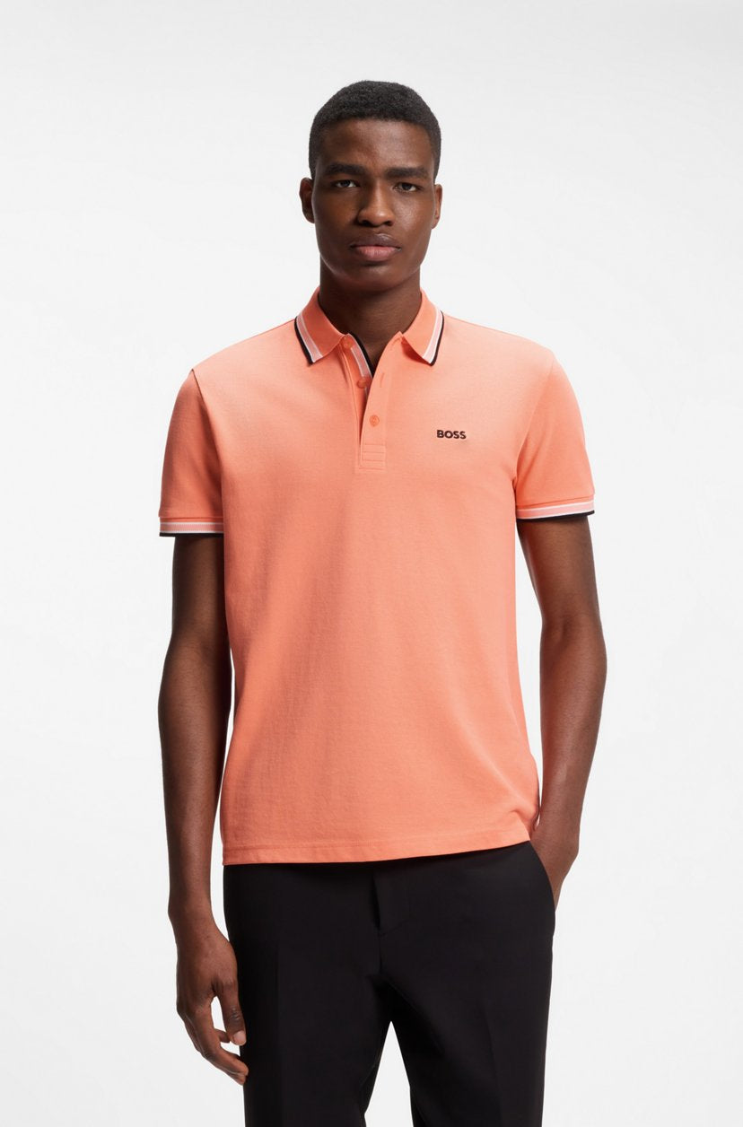 BOSS Men's Slim-Fit Pique Polo Shirt with Contrast Tipped Collar