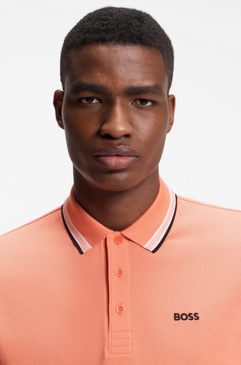 BOSS Men's Slim-Fit Pique Polo Shirt with Contrast Tipped Collar