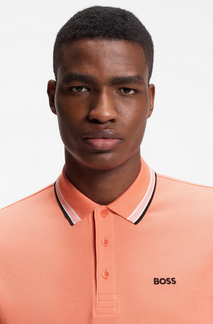 BOSS Men's Slim-Fit Pique Polo Shirt with Contrast Tipped Collar