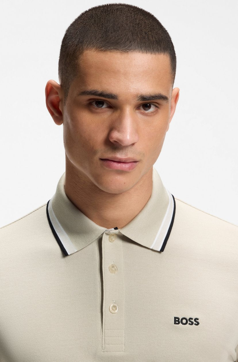 BOSS Men's Slim-Fit Pique Polo Shirt with Contrast Tipped Collar