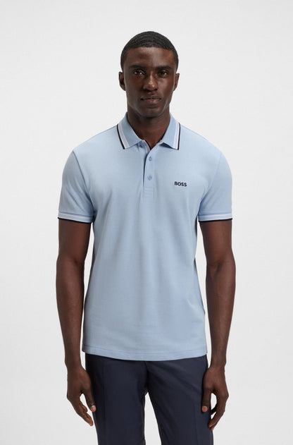 BOSS Men's Slim-Fit Polo Shirt with Contrast Tipping and Embroidered Logo