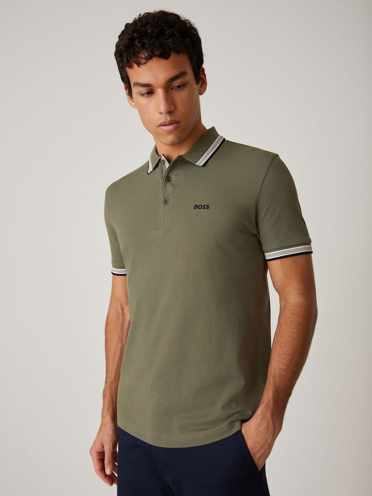 BOSS Men's Slim-Fit Pique Polo Shirt with Contrast Tipped Collar