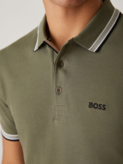 BOSS Men's Slim-Fit Pique Polo Shirt with Contrast Tipped Collar
