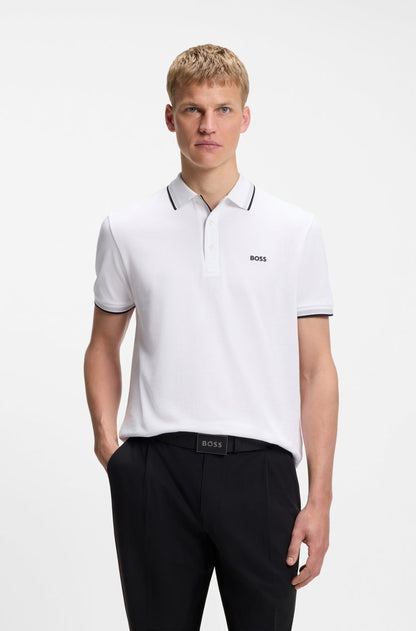 BOSS Men's Slim-Fit Pique Polo Shirt with Contrast Tipped Collar