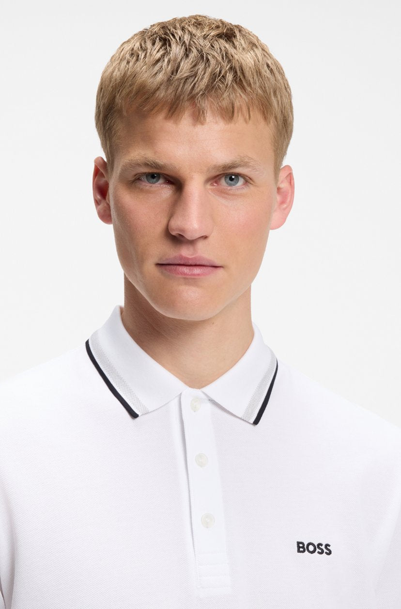 BOSS Men's Slim-Fit Pique Polo Shirt with Contrast Tipped Collar