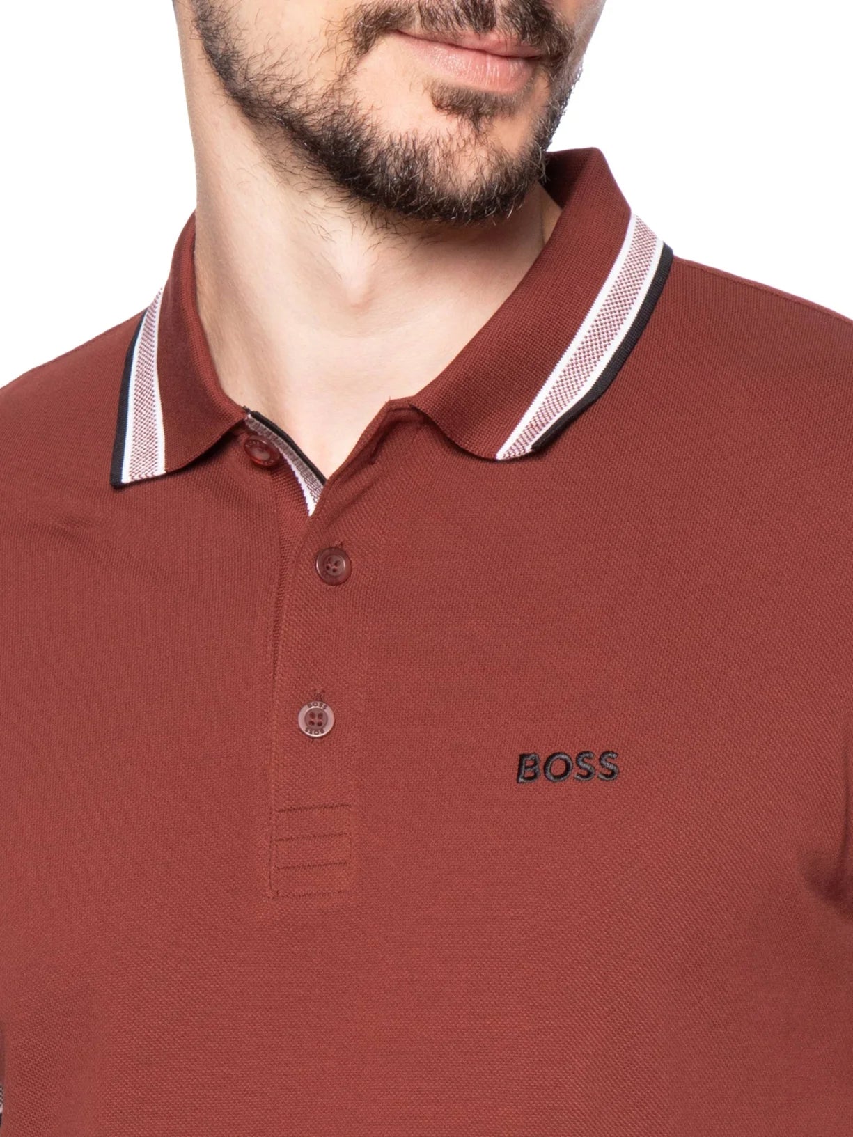 BOSS Men's Slim-Fit Pique Polo Shirt with Contrast Tipped Collar