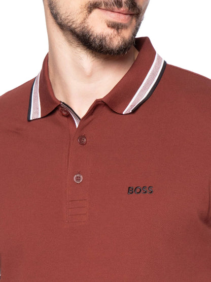 BOSS Men's Slim-Fit Pique Polo Shirt with Contrast Tipped Collar