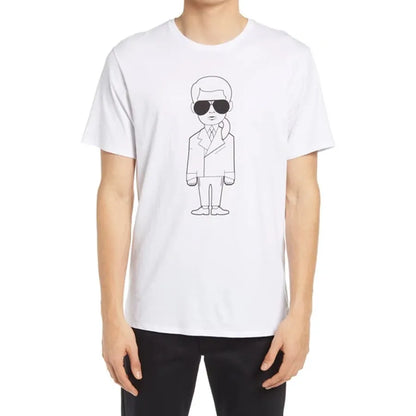 Karl Lagerfeld Mini Avatar Chest Graphic Tee | Premium Men's Casual Short Sleeve Shirt