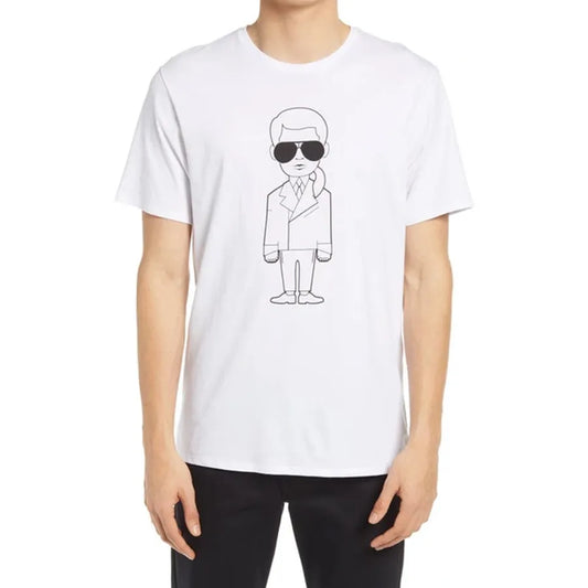 Karl Lagerfeld Mini Avatar Chest Graphic Tee | Premium Men's Casual Short Sleeve Shirt
