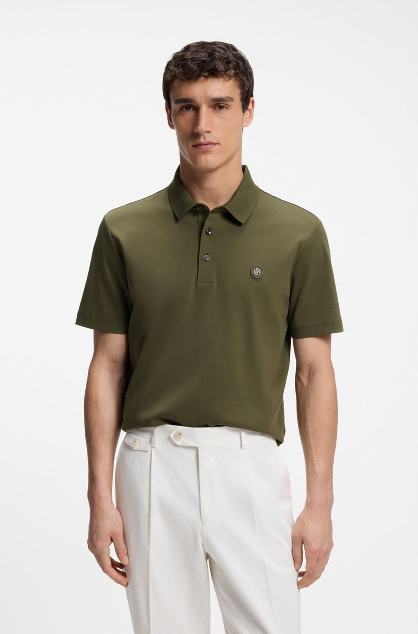 BOSS Men's Slim-Fit Polo Shirt with Circular Double-B Logo Badge