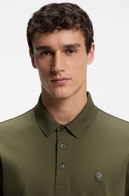 BOSS Men's Slim-Fit Polo Shirt with Circular Double-B Logo Badge