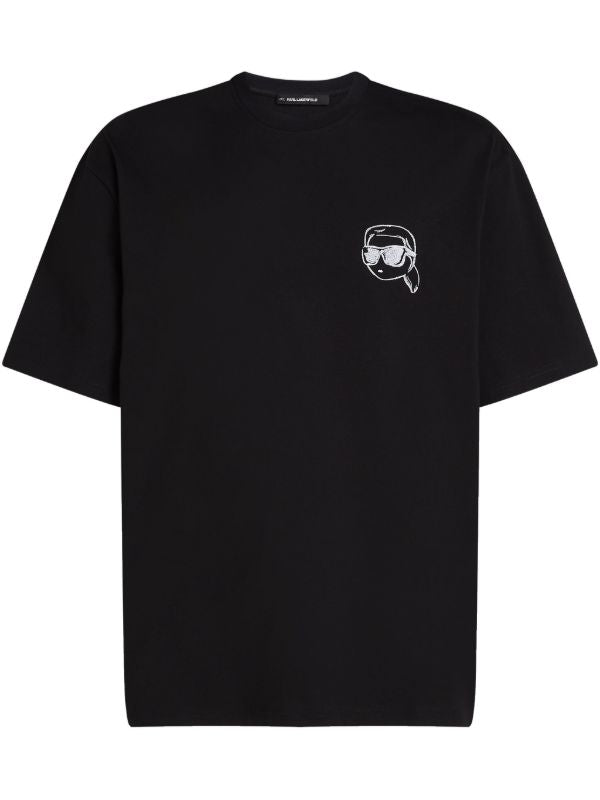 Karl Lagerfeld Paris Men's Center Mini Logo T-Shirt | Luxury Designer Crewneck Tee