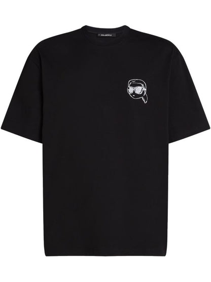 Karl Lagerfeld Paris Men's Center Mini Logo T-Shirt | Luxury Designer Crewneck Tee
