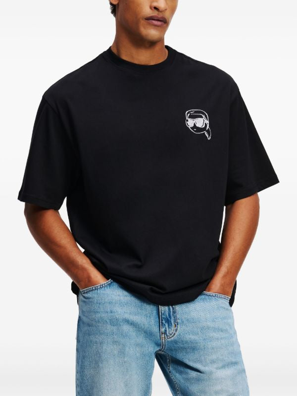 Karl Lagerfeld Paris Men's Center Mini Logo T-Shirt | Luxury Designer Crewneck Tee