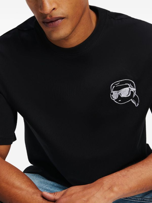 Karl Lagerfeld Paris Men's Center Mini Logo T-Shirt | Luxury Designer Crewneck Tee