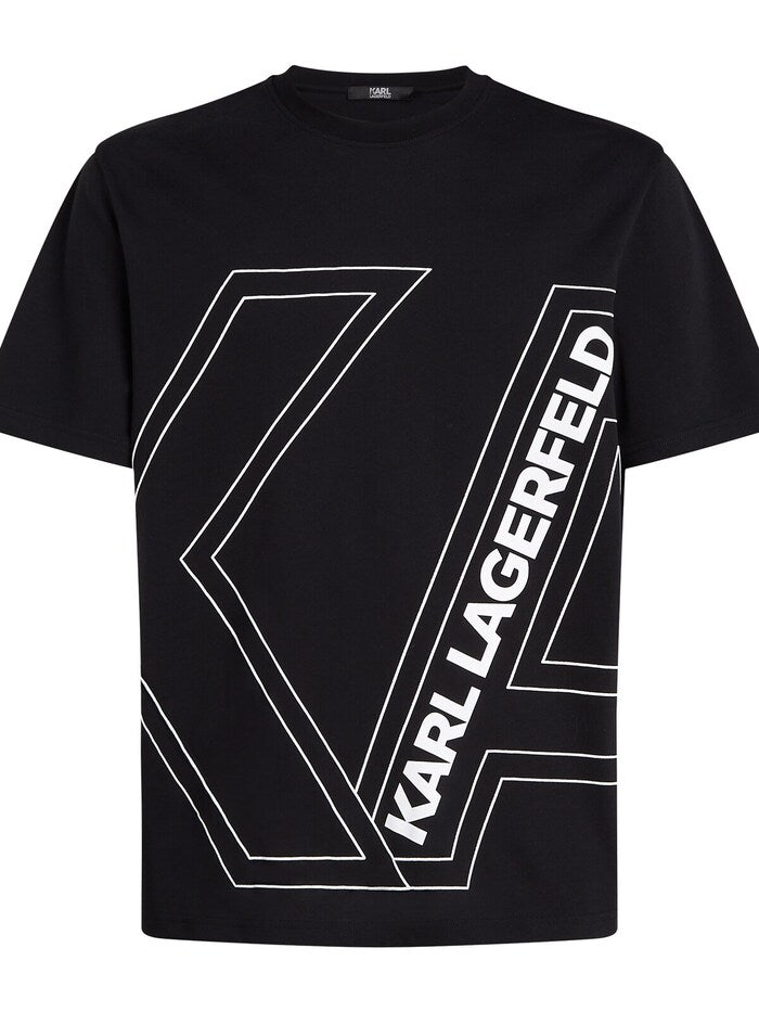 Karl Lagerfeld Paris Men's Monogram Graphic T-Shirt | Luxury Streetwear Crewneck Tee