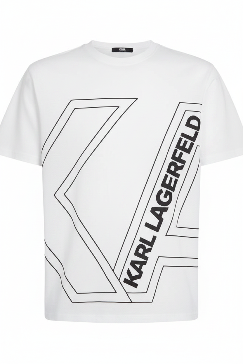 Karl Lagerfeld Paris Men's Monogram Graphic T-Shirt | Luxury Streetwear Crewneck Tee