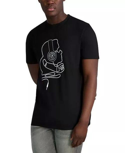 Karl Lagerfeld Paris Men's Embossed Monogram T-Shirt | Luxury Designer Crewneck Tee