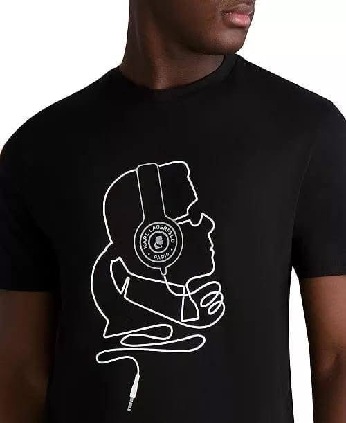 Karl Lagerfeld Paris Men's Embossed Monogram T-Shirt | Luxury Designer Crewneck Tee