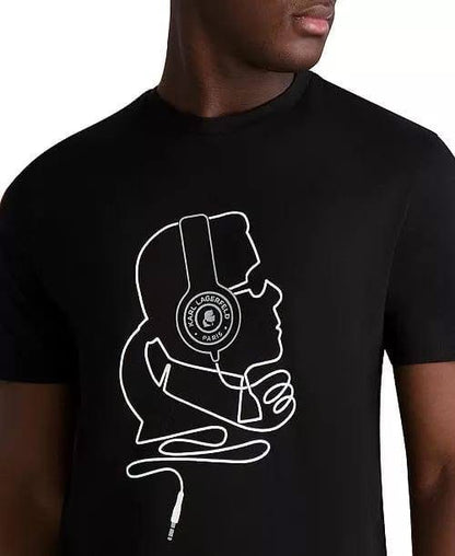 Karl Lagerfeld Paris Men's Embossed Monogram T-Shirt | Luxury Designer Crewneck Tee