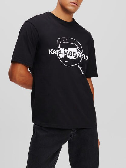 Karl Lagerfeld Paris Men's Logo Tape Graphic T-Shirt | Luxury Designer Crewneck Tee