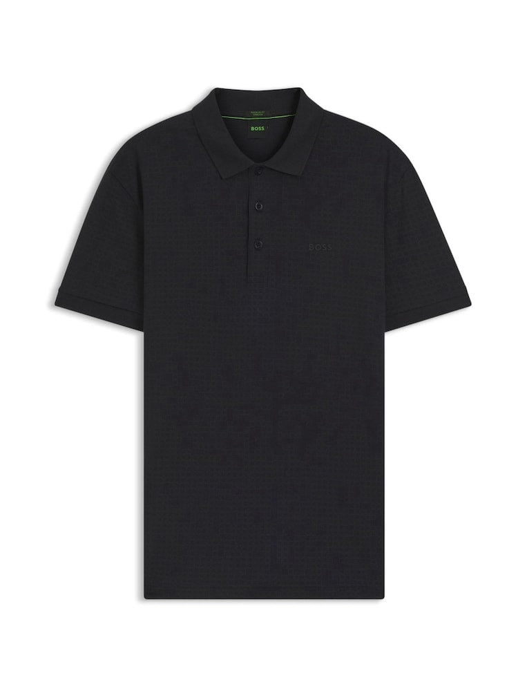 BOSS Regular-Fit Stretch Polo Shirt with Geometric Pattern
