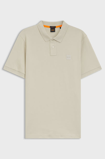 BOSS Men's Slim-Fit Pique Polo Shirt with Square Silicone Logo Patch and Tipped Collar