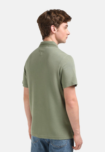 Tommy Jeans Men's Textured Collar Pique Polo Shirt - Olive Green