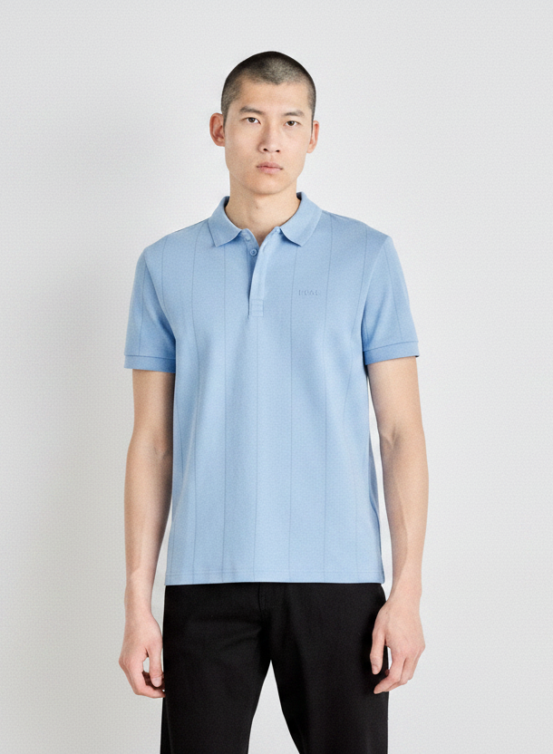 Boss The Motion Active Cotton Regular Fit Vertical-Striped Polo Shirt for Men