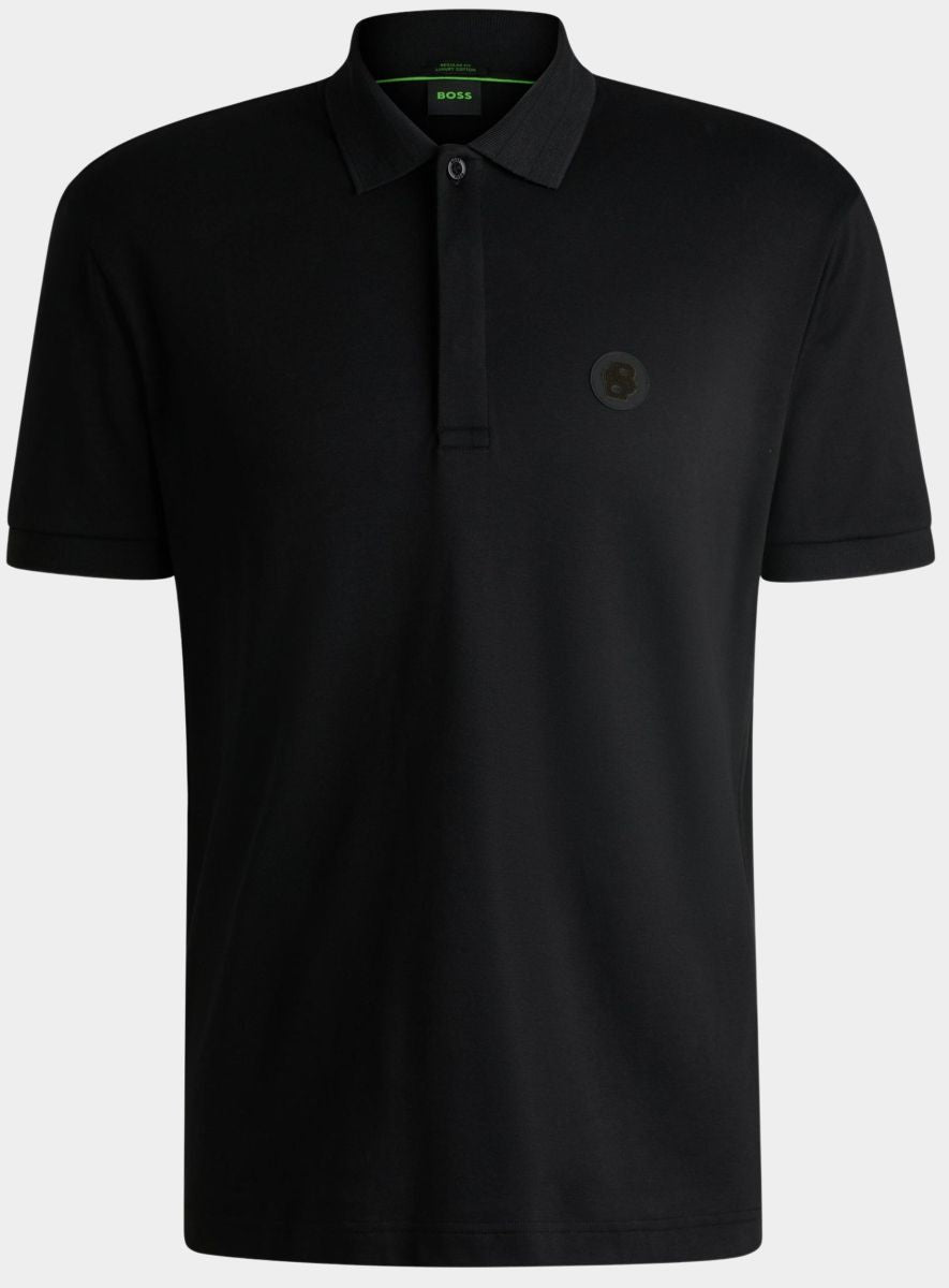 Boss Modern Performance Polo with Tonal Rubberized Logo Green Line