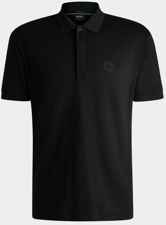 Boss Modern Performance Polo with Tonal Rubberized Logo Green Line