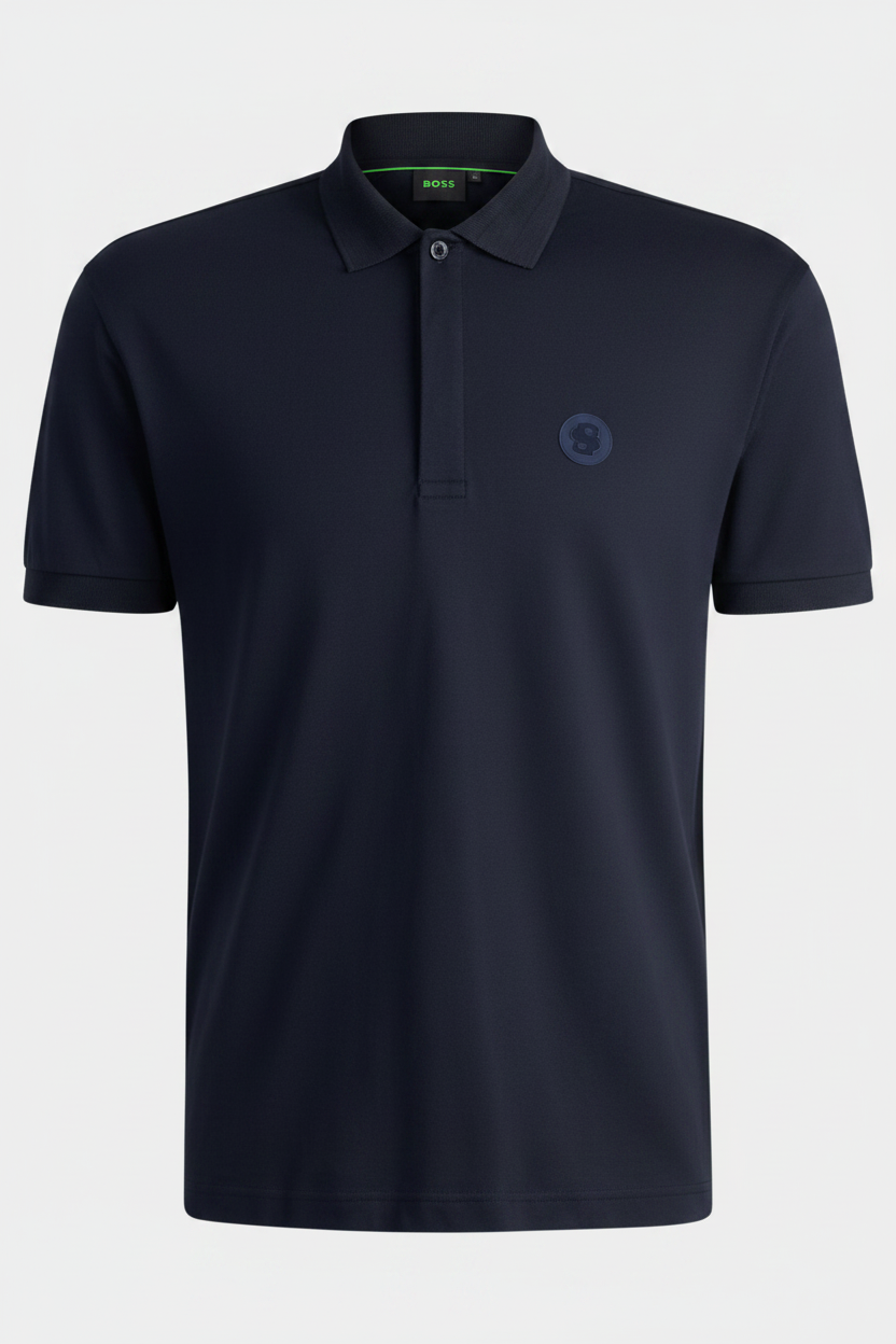 Boss Modern Performance Polo with Tonal Rubberized Logo Green Line