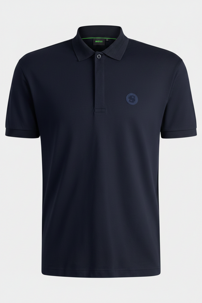 Boss Modern Performance Polo with Tonal Rubberized Logo Green Line