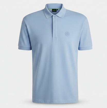 Boss Modern Performance Polo with Tonal Rubberized Logo Green Line