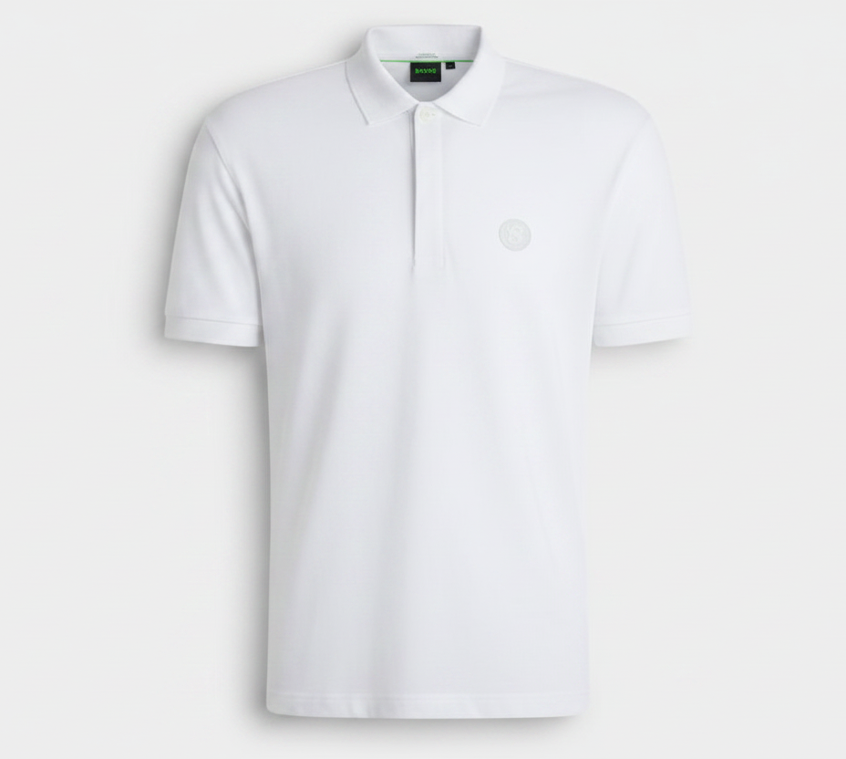 Boss Modern Performance Polo with Tonal Rubberized Logo Green Line